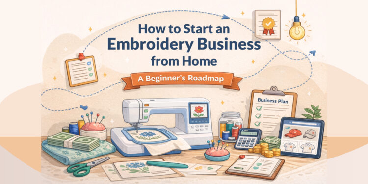 start embroidery business from home beginner roadmap